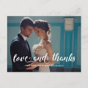 Elegant Wedding Thank You Photo Postcard