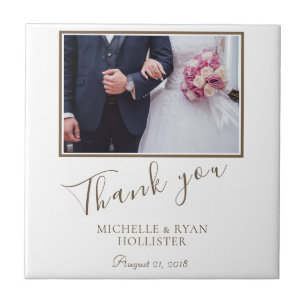 Elegant Wedding Thank you Script Photo Tile
