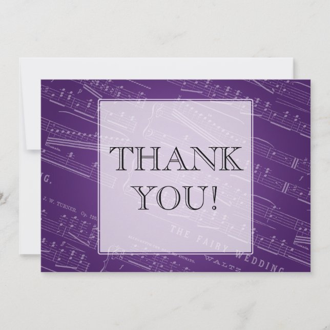 Elegant Wedding Thank You Sheet Music Purple (Front)