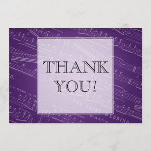 Elegant Wedding Thank You Sheet Music Purple Card