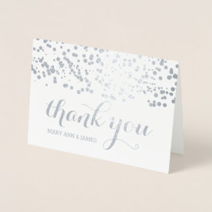 Elegant Wedding Thank You Silver Foil Confetti Foil Card