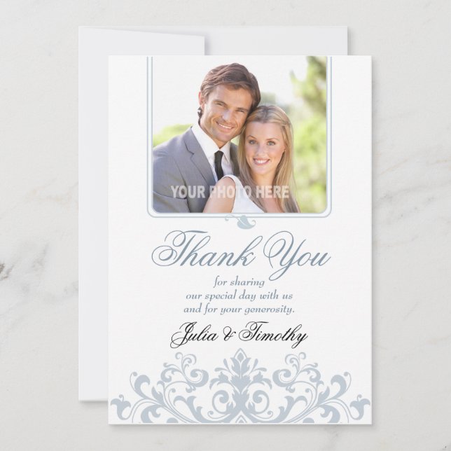 Elegant Wedding Thank You (Vertical) Card (Front)