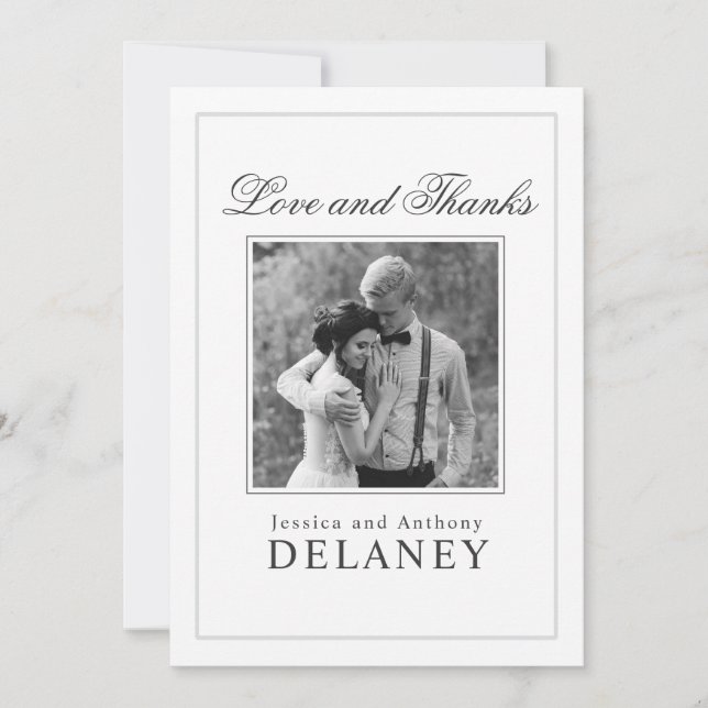 Elegant Wedding Thank You with Your Photo Card (Front)