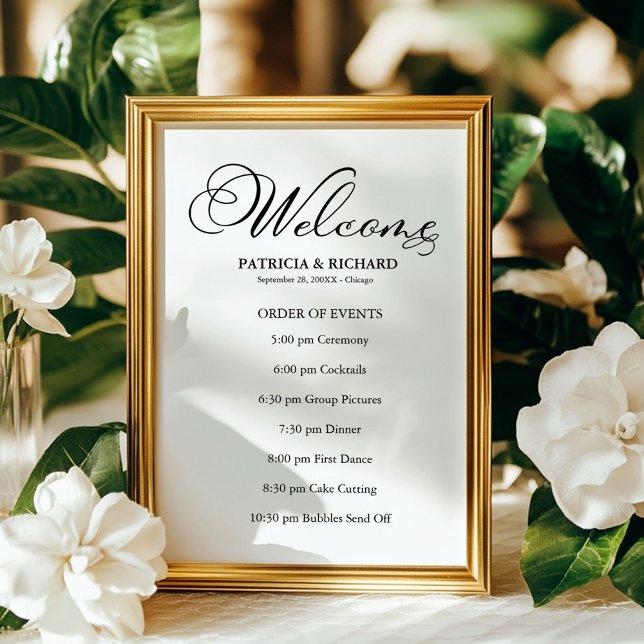 Elegant Wedding Timeline Order of Events Poster (Creator Uploaded)