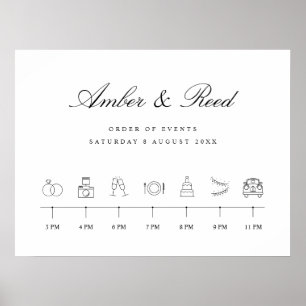 Elegant Wedding Timeline Order of Events Sign