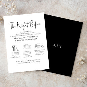 Elegant Wedding Timeline Rehearsal Dinner Invitation