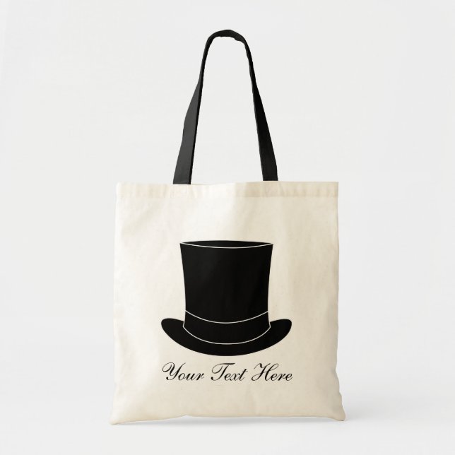 Elegant wedding tote bag with tophat | Personalise (Front)