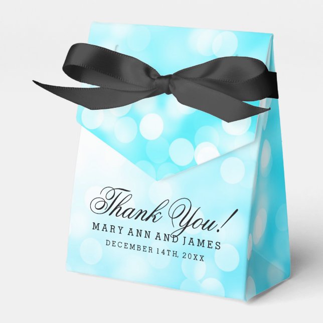 Elegant Wedding Turquoise Glitter Lights Favour Box (Front Side)