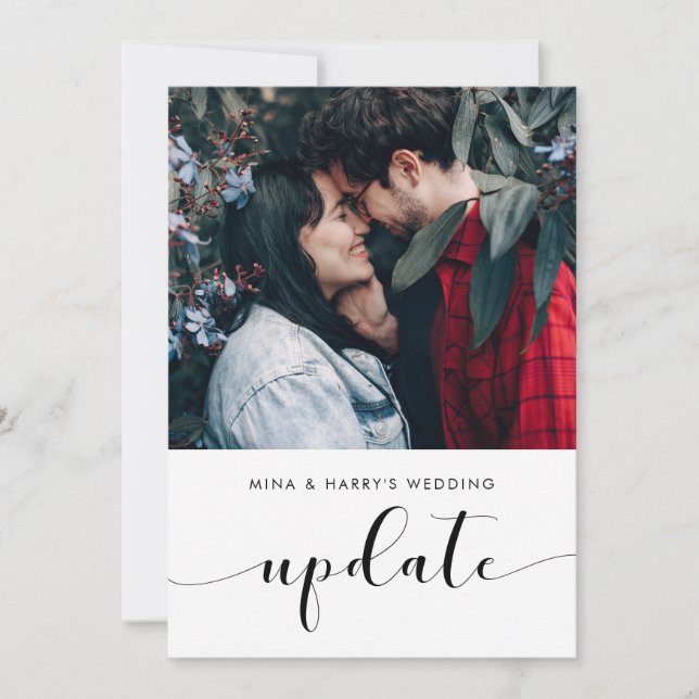 Elegant wedding update photo announcement (Front)