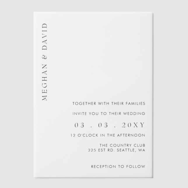 Elegant Wedding Vellum Invitations (Front)