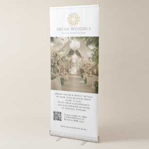 Elegant Wedding Vendor QR Code Custom Logo Photo Retractable Banner