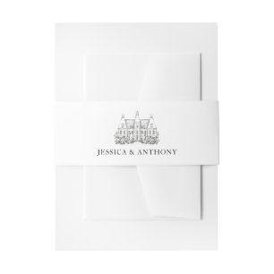 Elegant Wedding Venue Sketch Invitation Belly Band