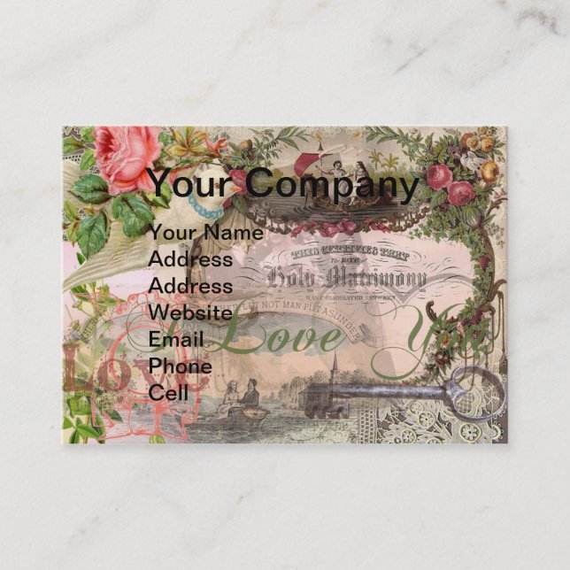 Elegant Wedding Vintage Marriage Antique Vintage Business Card (Front)