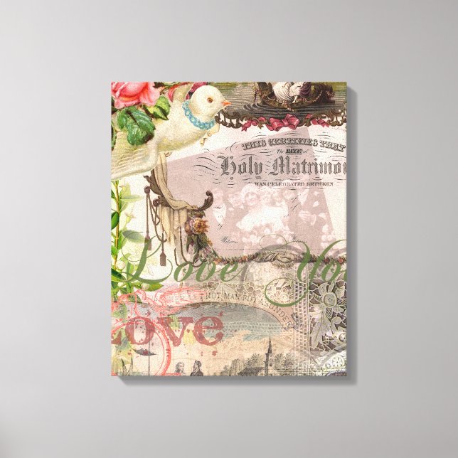 Elegant Wedding Vintage Marriage Antique Vintage Canvas Print (Front)