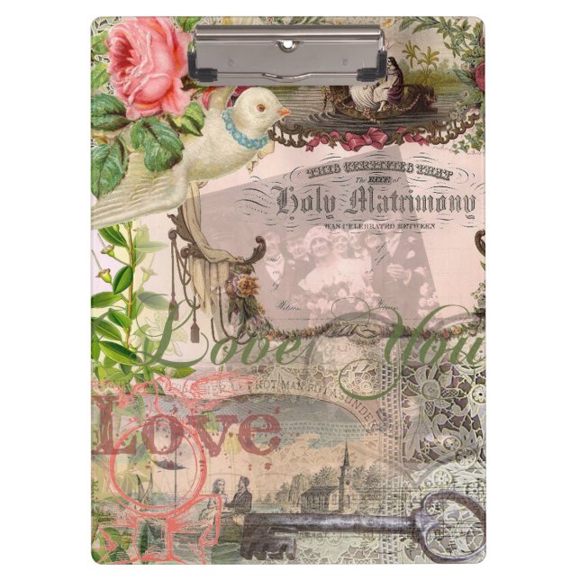 Elegant Wedding Vintage Marriage Antique Vintage Clipboard (Front)