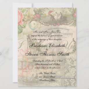 Elegant Wedding Vintage Marriage Antique Vintage Invitation