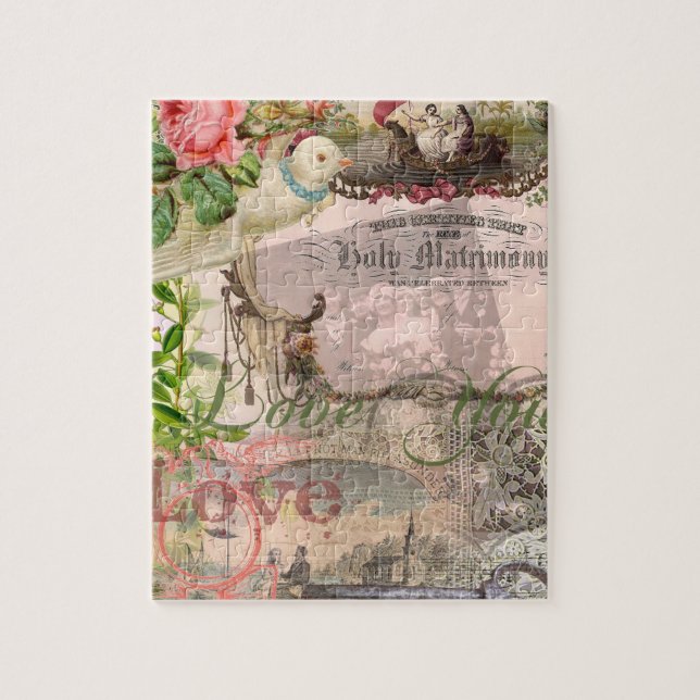Elegant Wedding Vintage Marriage Antique Vintage Jigsaw Puzzle (Vertical)