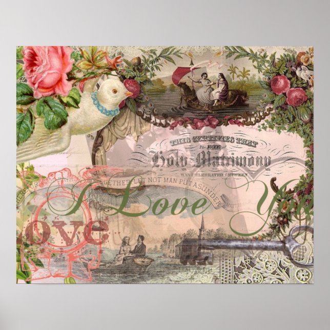 Elegant Wedding Vintage Marriage Antique Vintage Poster (Front)