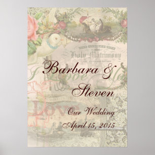 Elegant Wedding Vintage Marriage Antique Vintage Poster