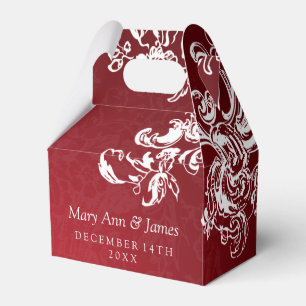 Elegant Wedding Vintage Swirls 2 Red Favour Box