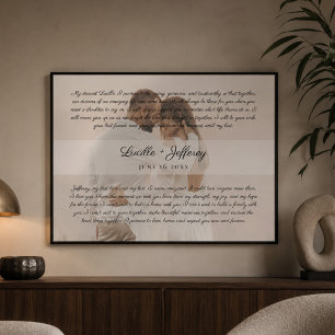 Elegant Wedding Vow Art Anniversary Couples Photo Poster