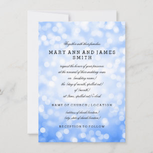 Elegant Wedding Vow Renewal Blue Glitter Lights Invitation