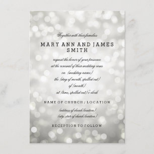Elegant Wedding Vow Renewal Silver Glitter Lights Invitation