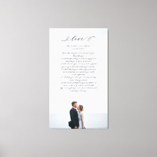 Elegant Wedding Vows Love Script Minimal Photo Canvas Print