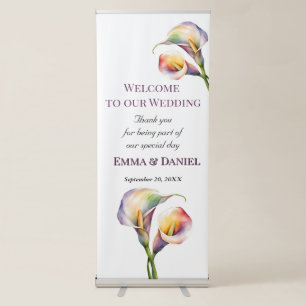 Elegant Wedding Watercolor Calla Lilies Romantic Retractable Banner