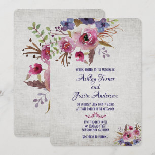 Elegant Wedding Watercolor Flowers Invitations