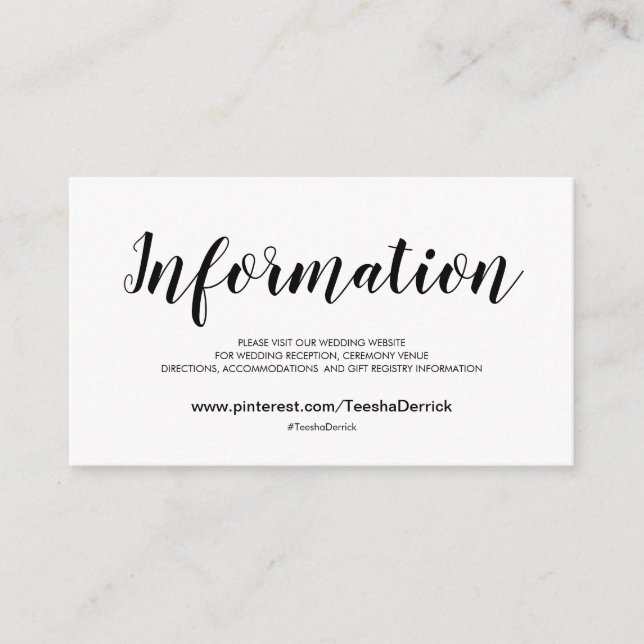Elegant Wedding Website Details Enclosure Cards (Front)
