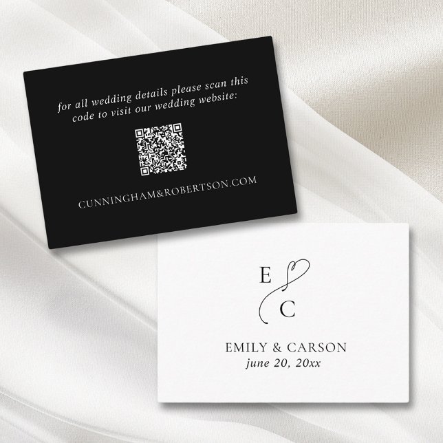 Elegant Wedding Website QR Code Black White Modern Enclosure Card (Elegant Wedding Website QR Code Black White Modern Enclosure Card)