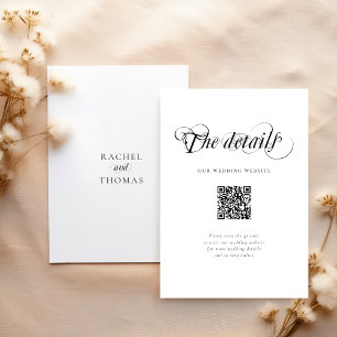 Elegant Wedding Website QR Code Details Enclosure Card