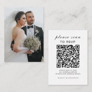 Elegant Wedding Website RSVP QR Code Photo Enclosure Card