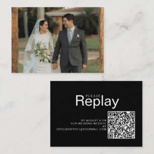 Elegant Wedding Website RSVP QR Code Photo Enclosure Card