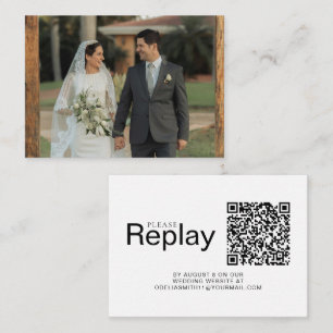 Elegant Wedding Website RSVP QR Code Photo Enclosure Card