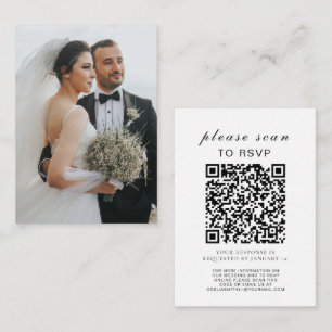 Elegant Wedding Website RSVP QR Code Photo Enclosure Card