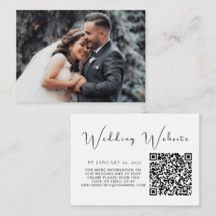 Elegant Wedding Website RSVP QR Code Photo Enclosure Card