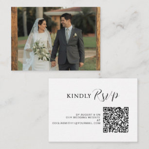 Elegant Wedding Website RSVP QR Code Photo Enclosure Card