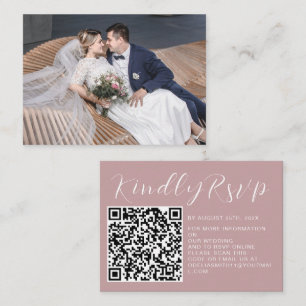Elegant Wedding Website RSVP QR Code Photo Enclosure Card