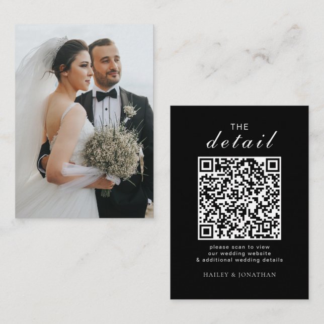 Elegant Wedding Website | RSVP QR Code Photo Enclosure Card (Front/Back)