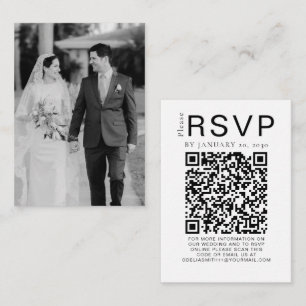 Elegant Wedding Website RSVP QR Code Photo Enclosure Card