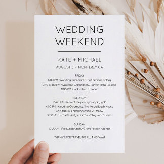 Elegant Wedding Weekend Itinerary Invitation