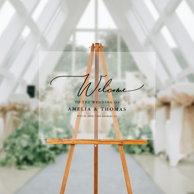 Elegant Wedding Welcome Acrylic Sign (Enchant your wedding entrance. Our welcome sign sets the perfect tone for love and celebration.)