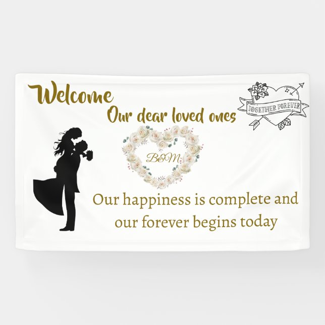 Elegant Wedding Welcome Banner – "Our Forever Begi (Horizontal)