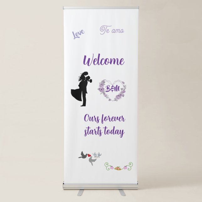 Elegant Wedding Welcome Banner – “Ours Forever Sta (Front)