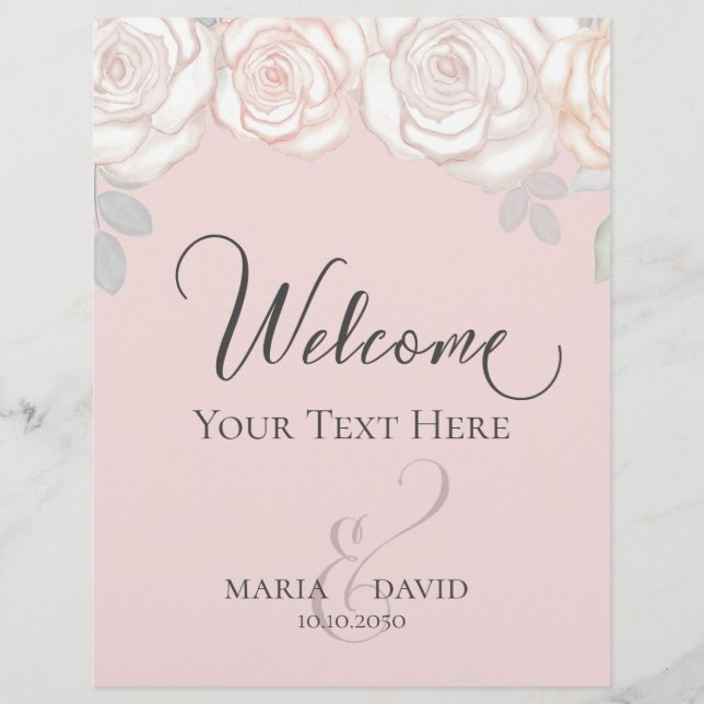 Elegant Wedding Welcome Create Your Own Blush Pink Flyer (Front)
