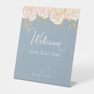 Elegant Wedding Welcome Create Your Own Dusty Blue Pedestal Sign