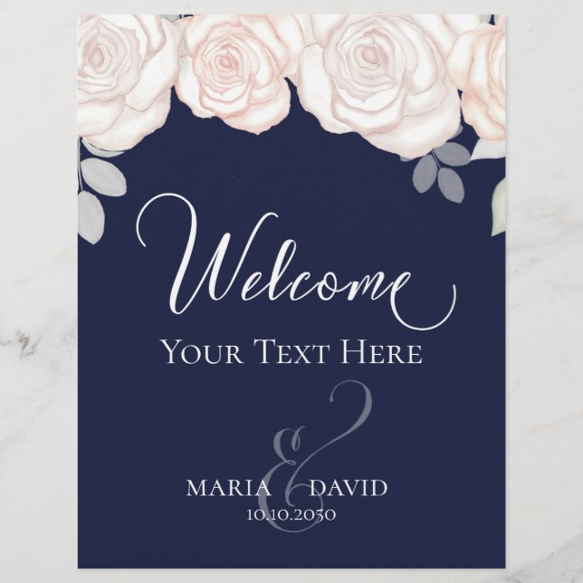 Elegant Wedding Welcome Create Your Own Navy Blue Flyer (Front)