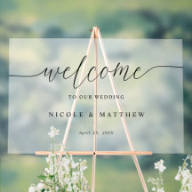 Elegant Wedding Welcome Frosted Look Acrylic Sign